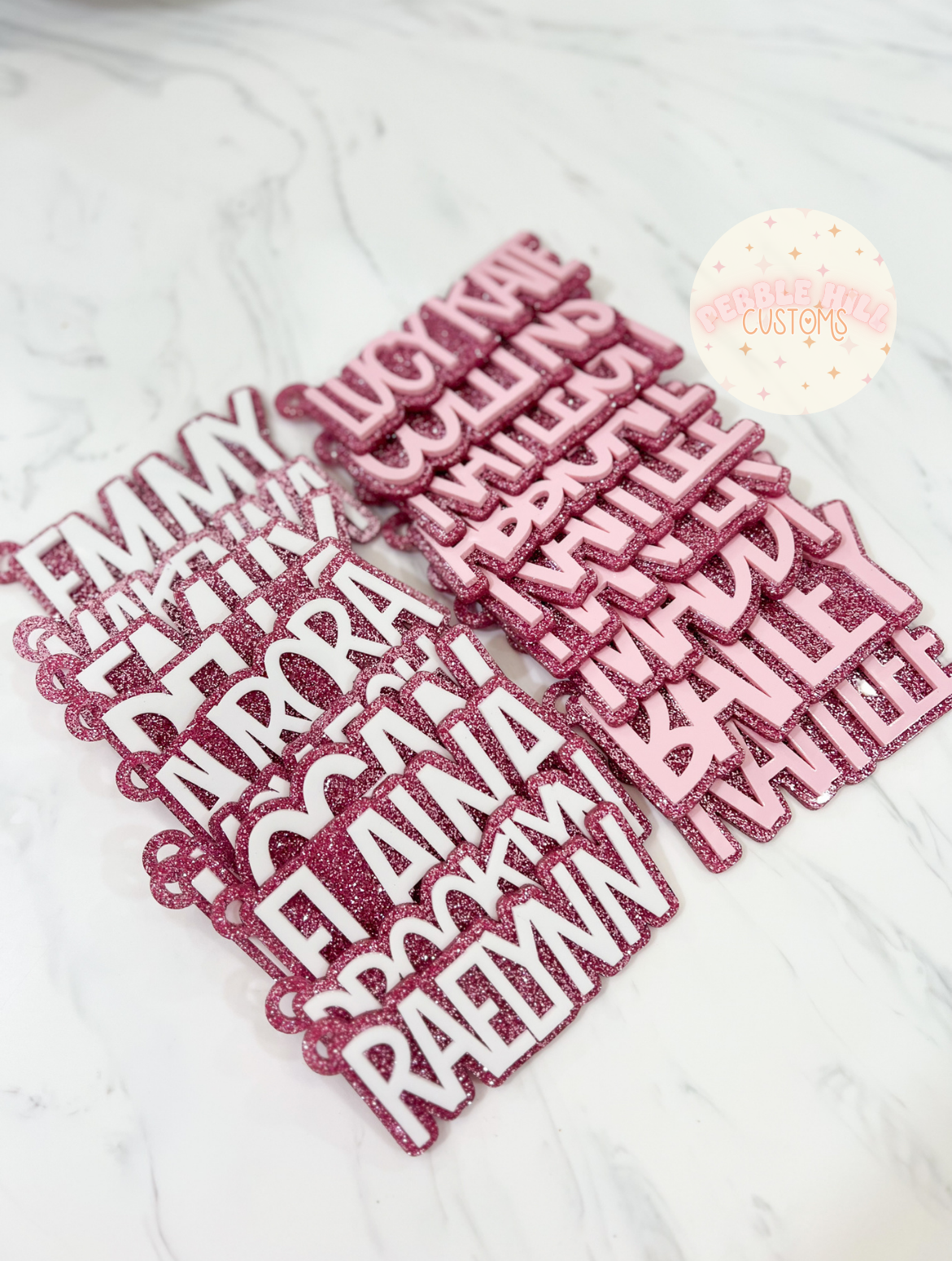Pink Glitter Backpack Tag