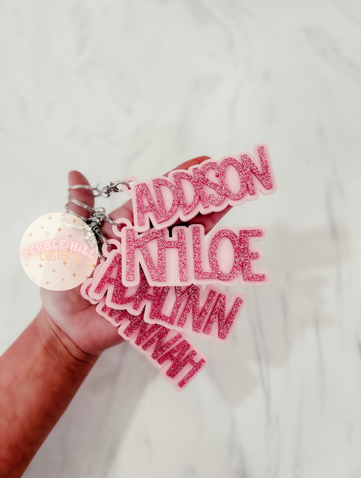 Pink Glitter Backpack Tag