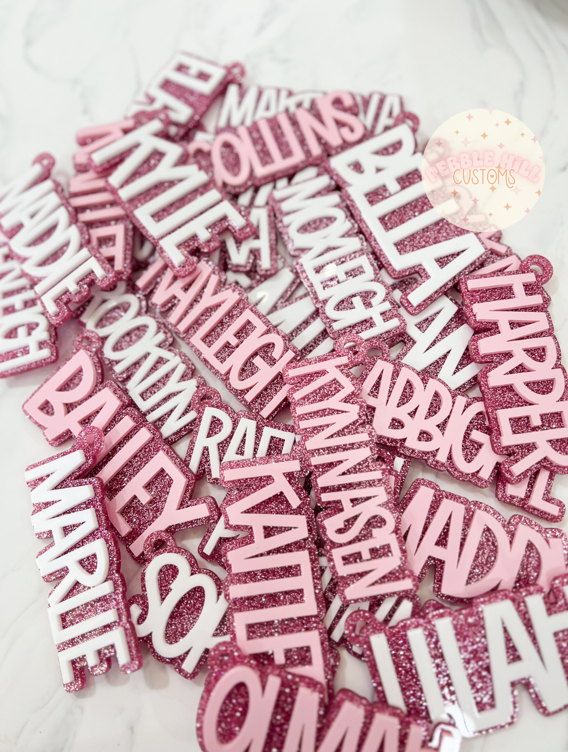 Pink Glitter Backpack Tag