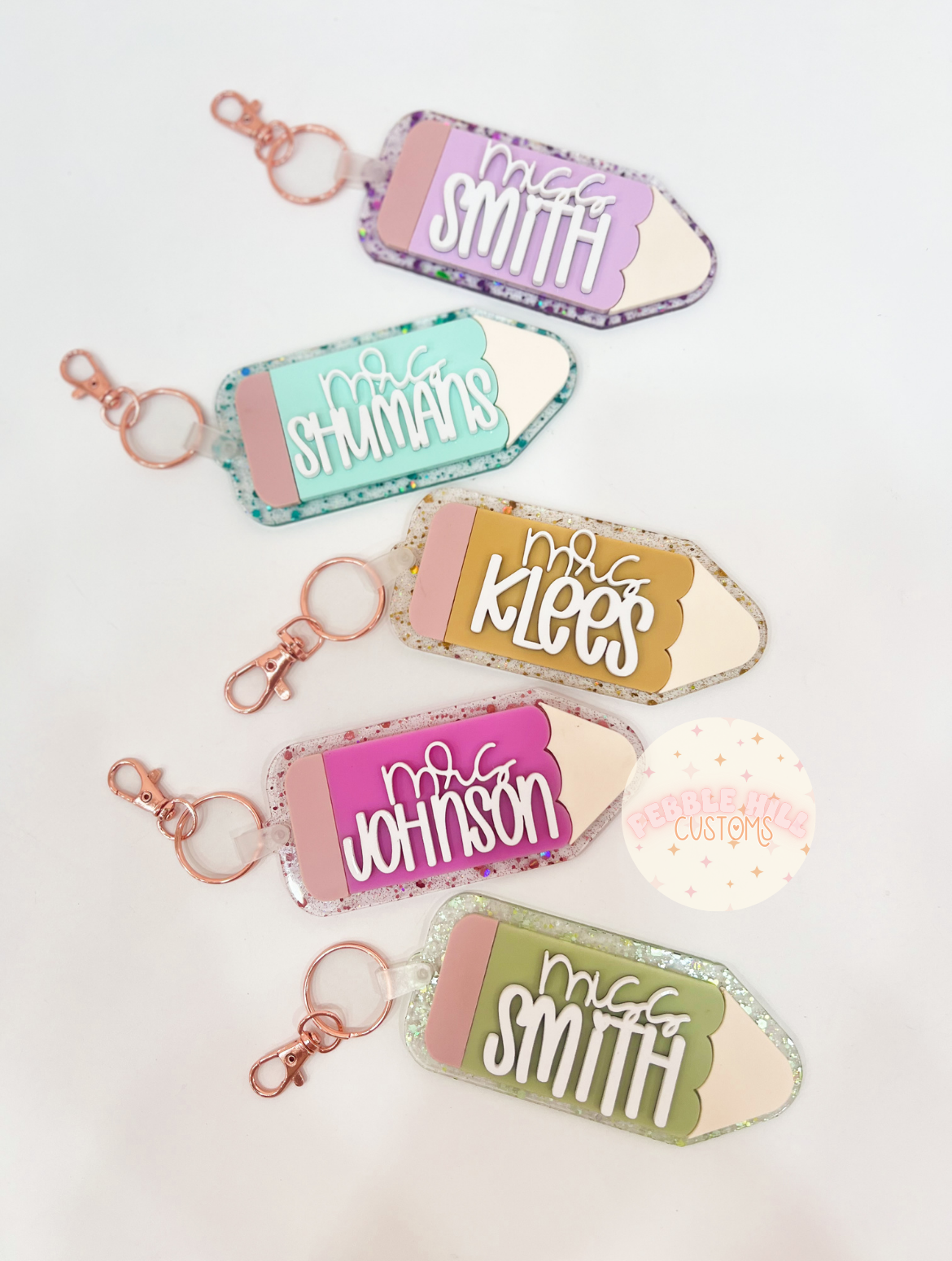 Glitter Pencil Keychains