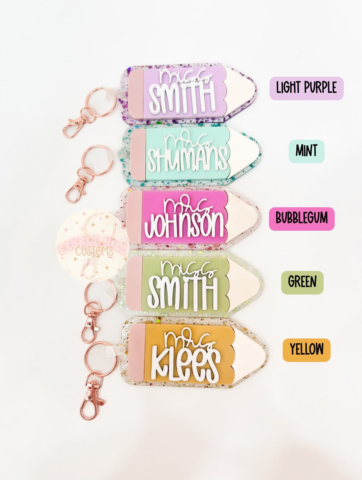 Glitter Pencil Keychains