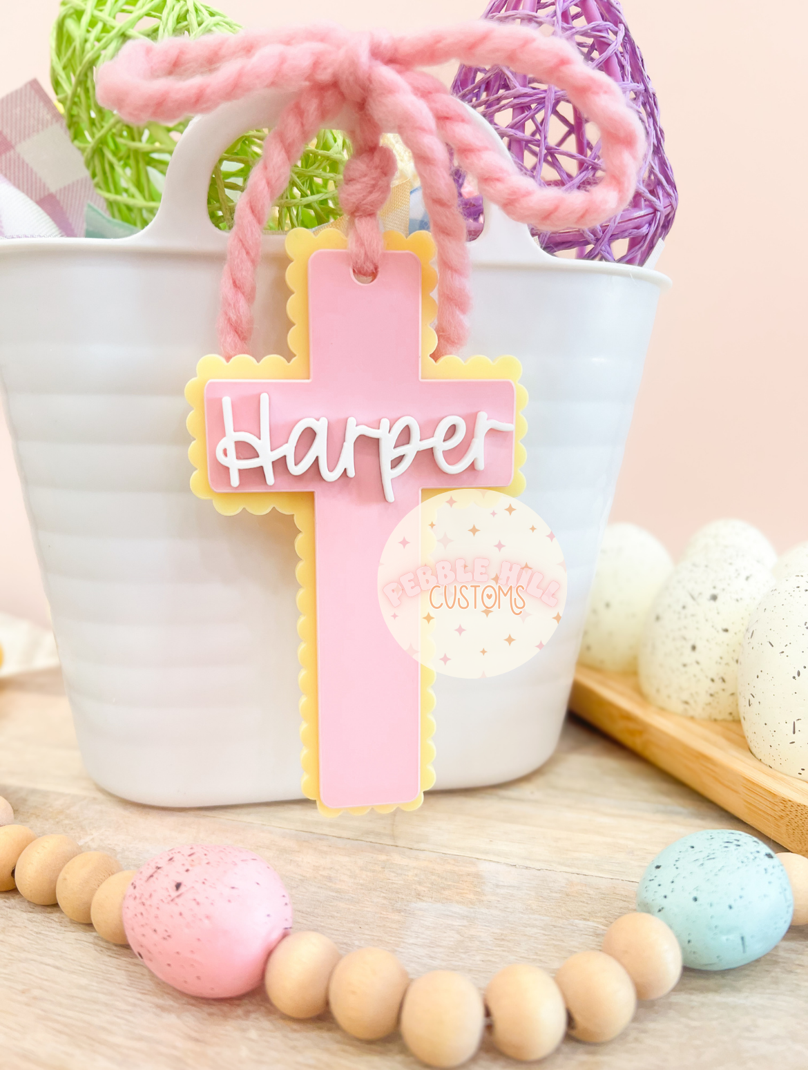 Scallop Cross Easter Tag