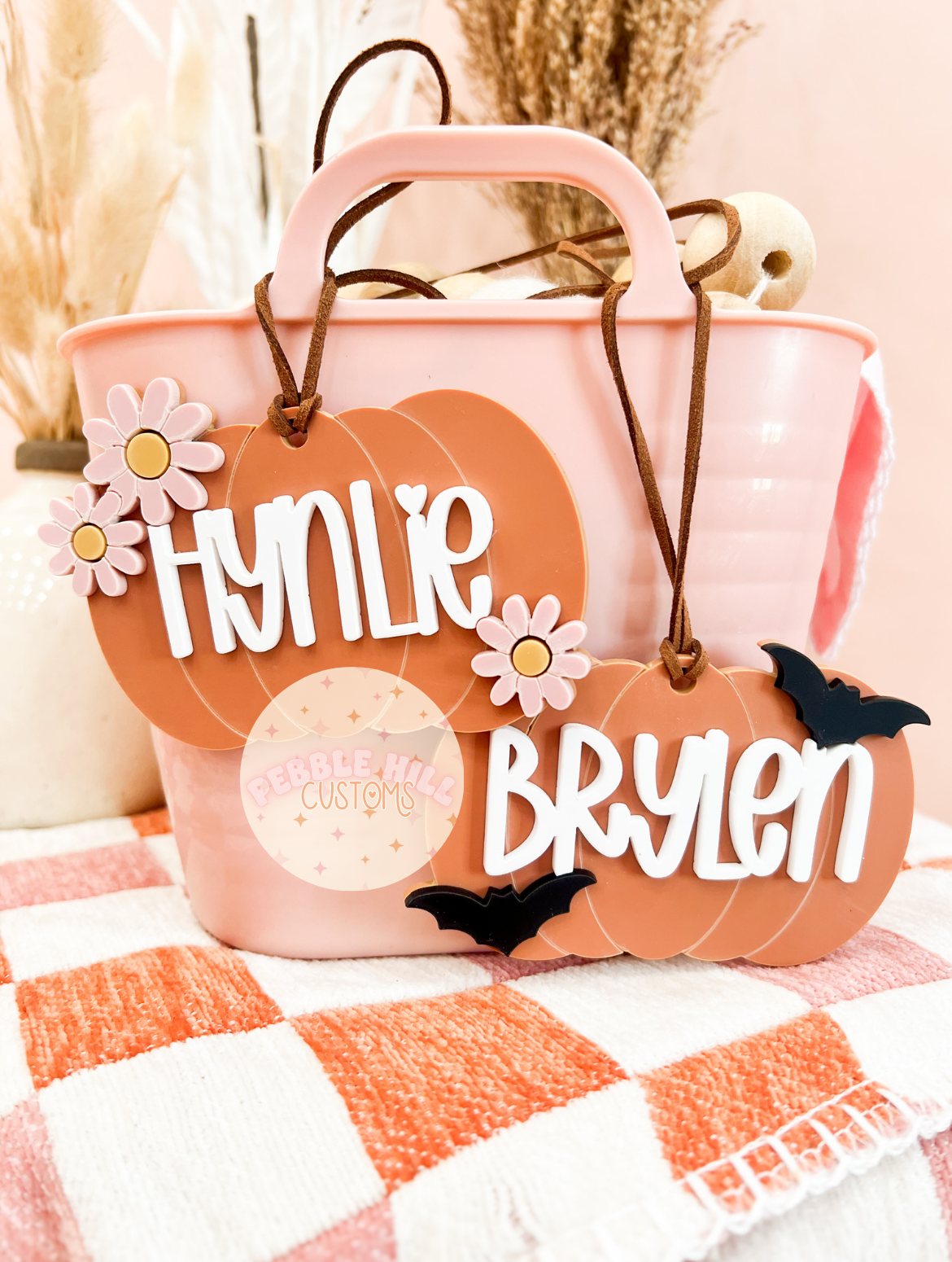 Floral/Bat Pumpkin Tags