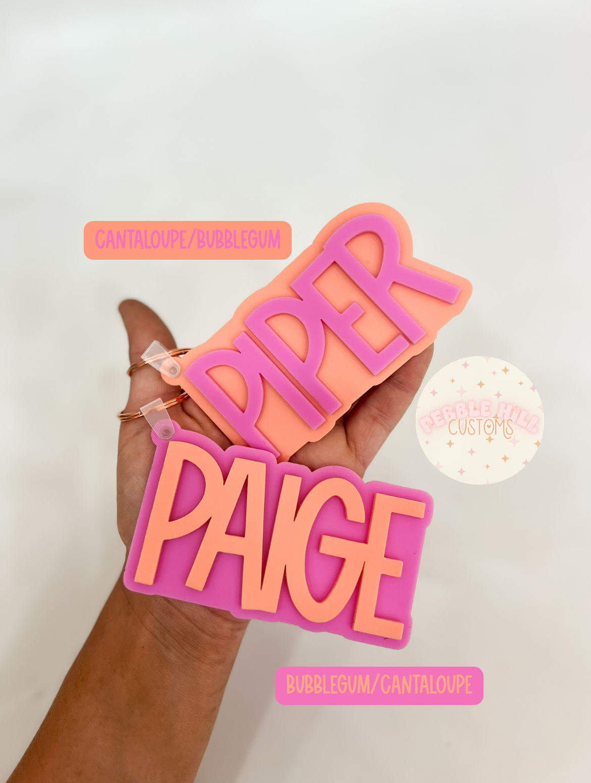 Pink/Orange Backpack Tag