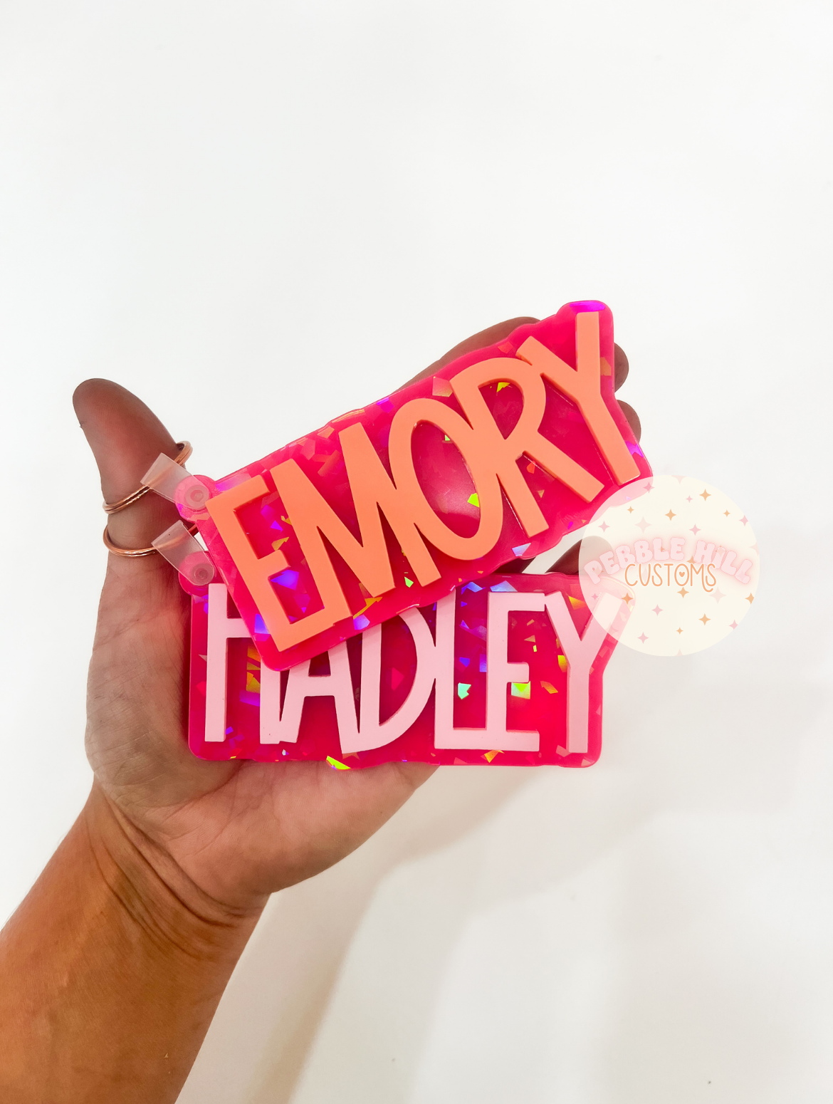 Hot Pink Iridescent Backpack Tag