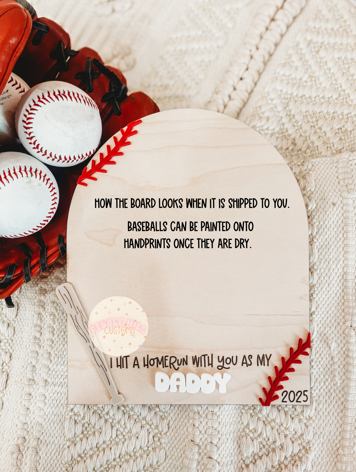 Baseball Father's Day Handprint Sign