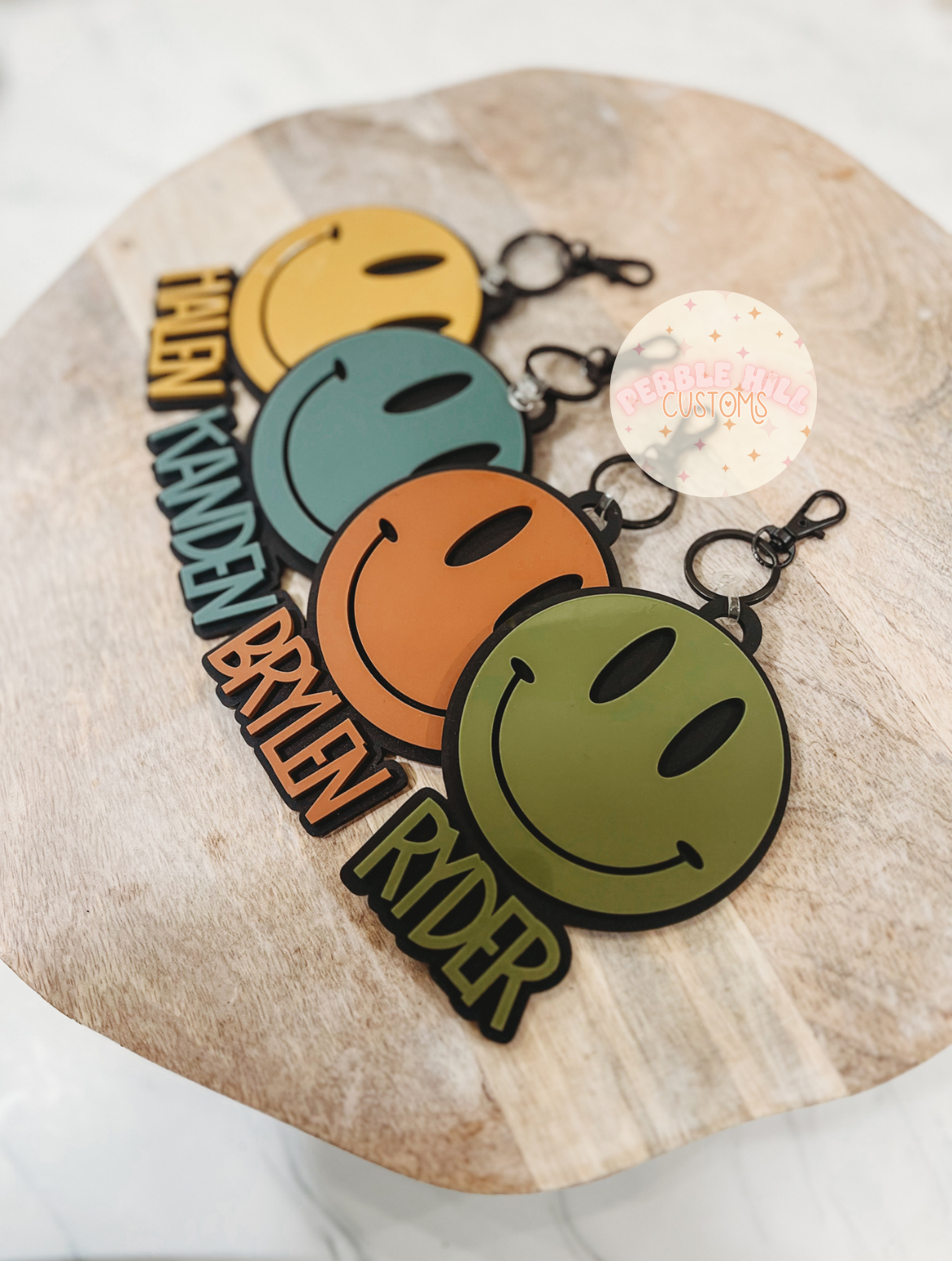 Matte Black Smiley Tags