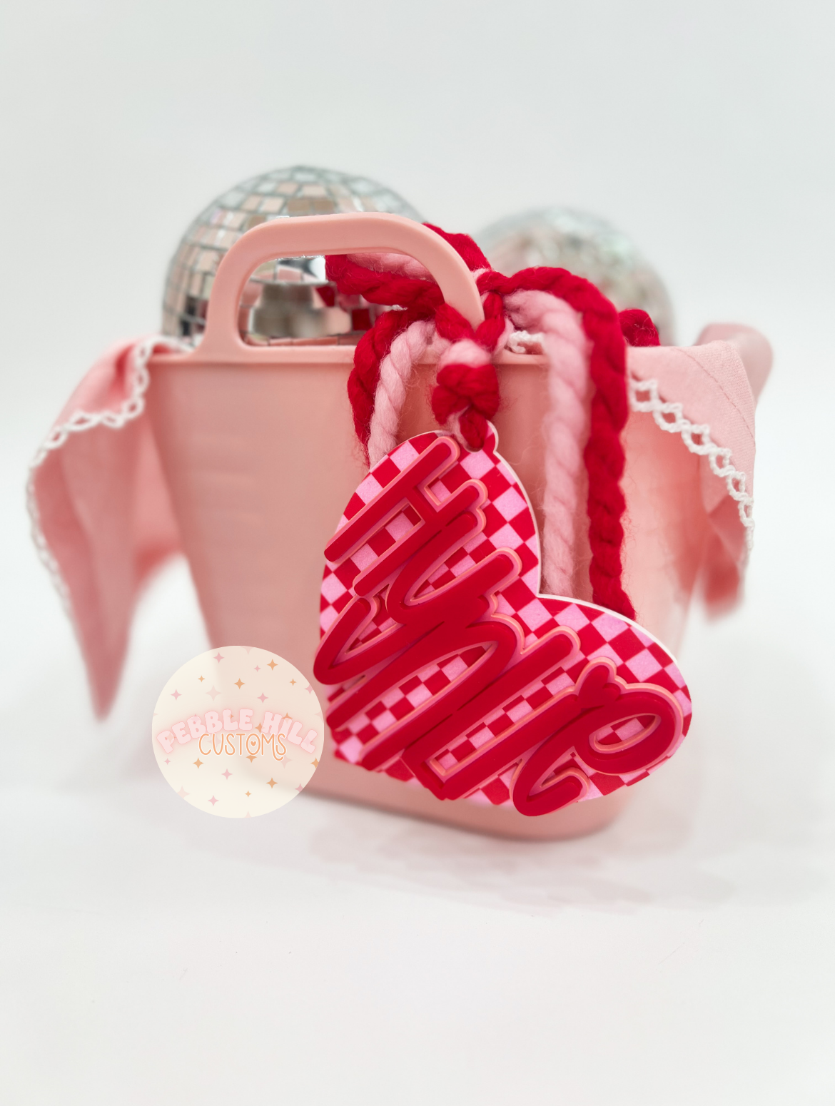 Checkered Heart Basket Tag
