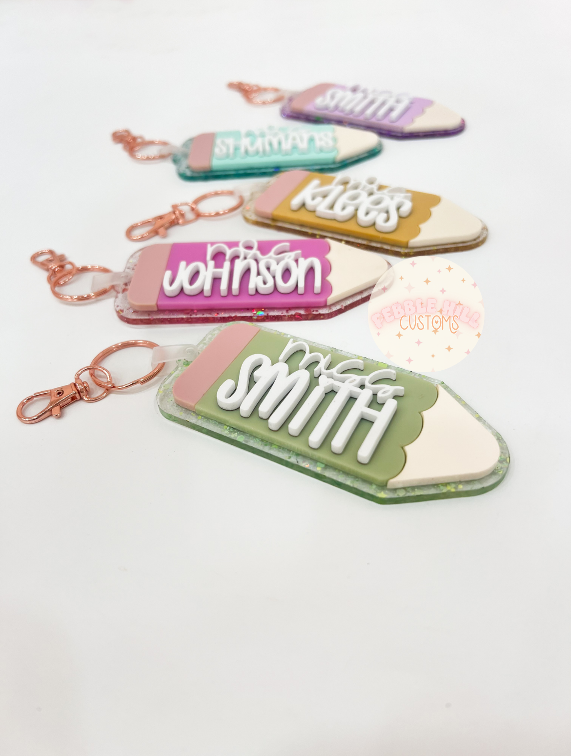 Glitter Pencil Keychains
