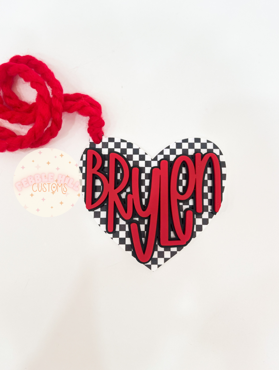 Checkered Heart Basket Tag