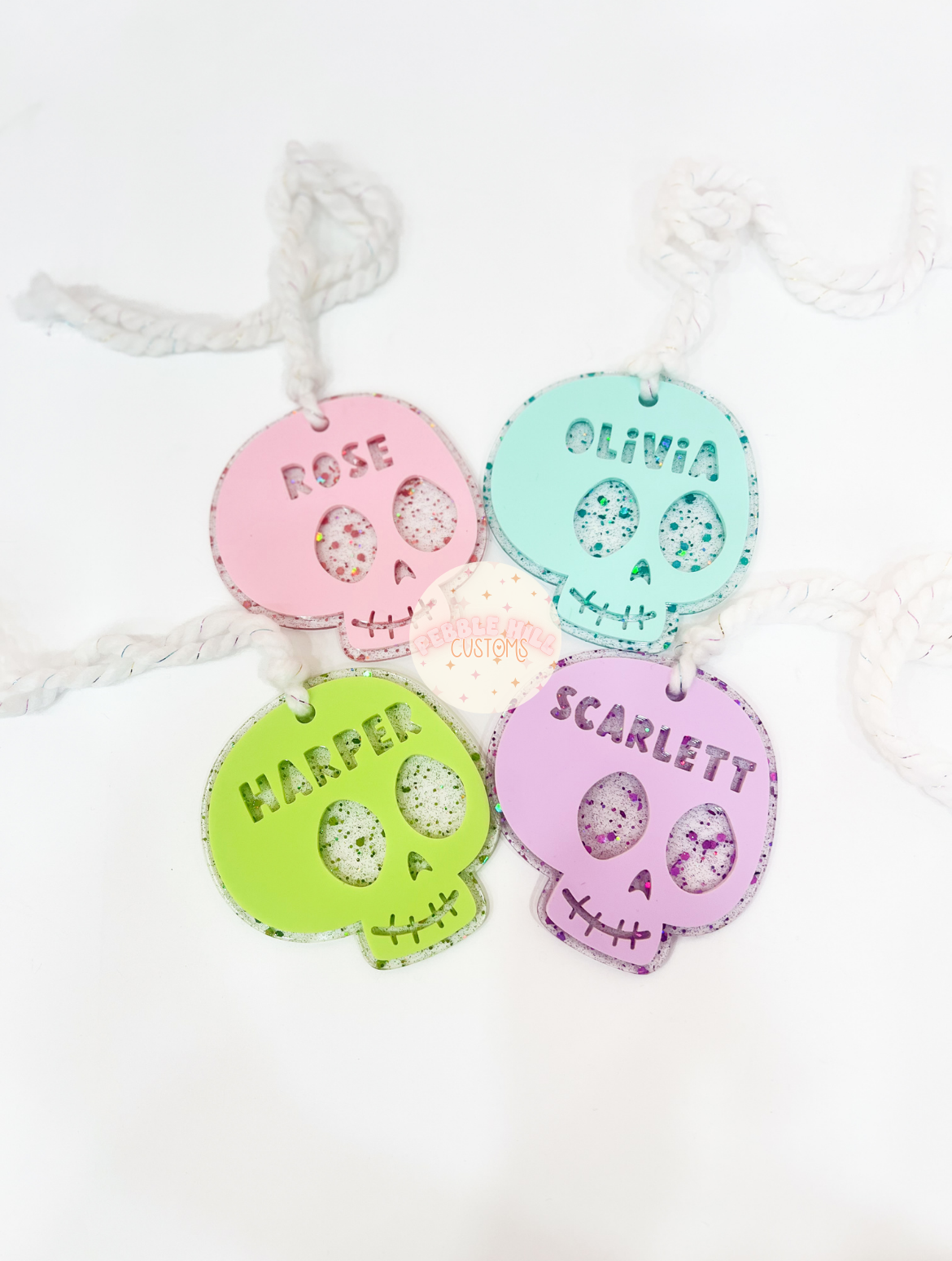 Glitter Skull Halloween Tag
