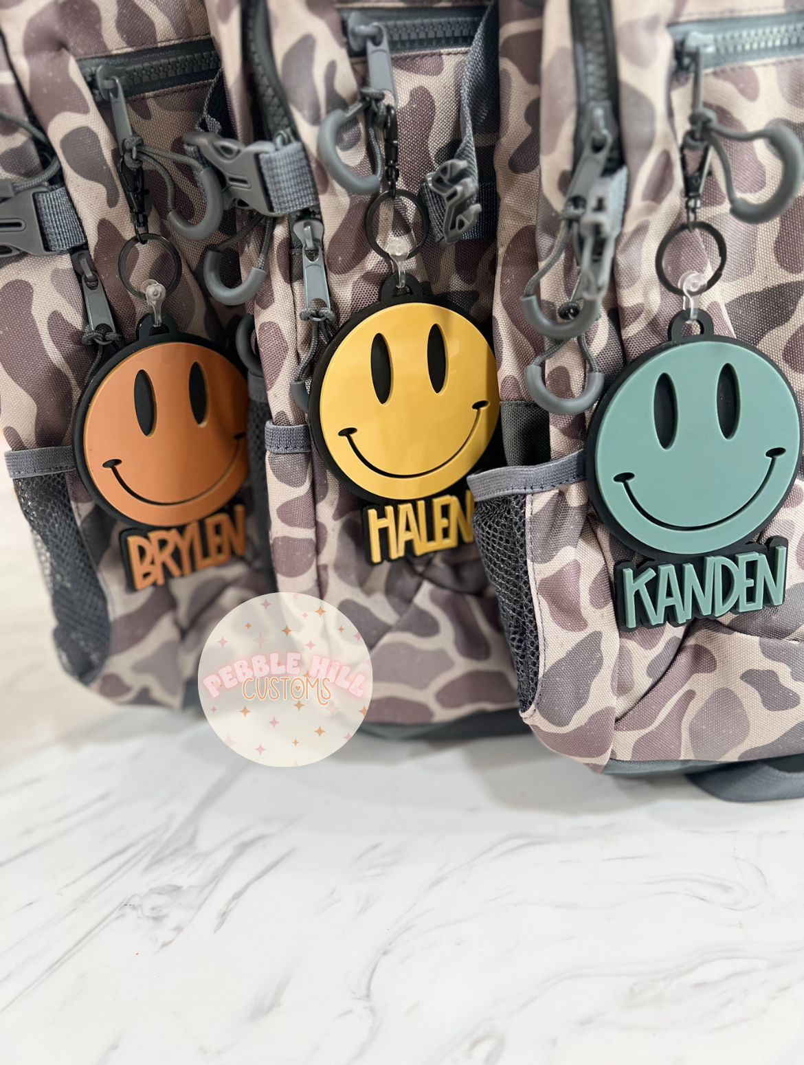 Matte Black Smiley Tags