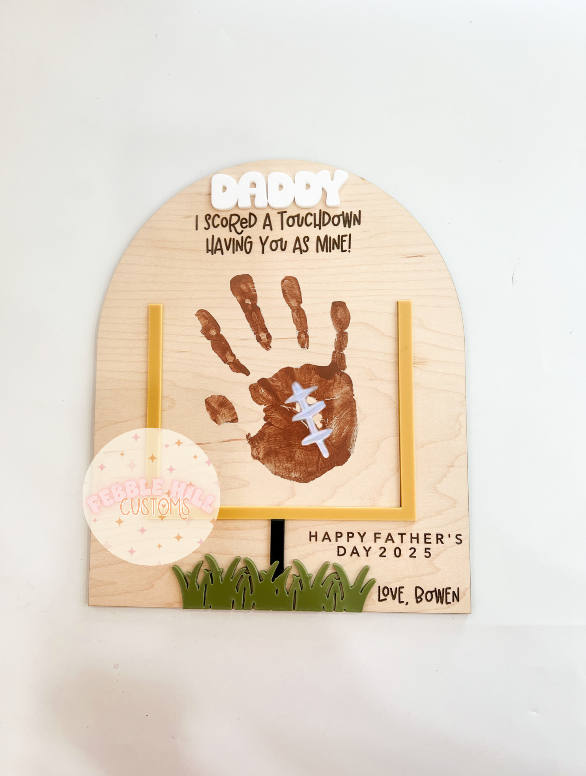Football Father's Day Handprint Sign