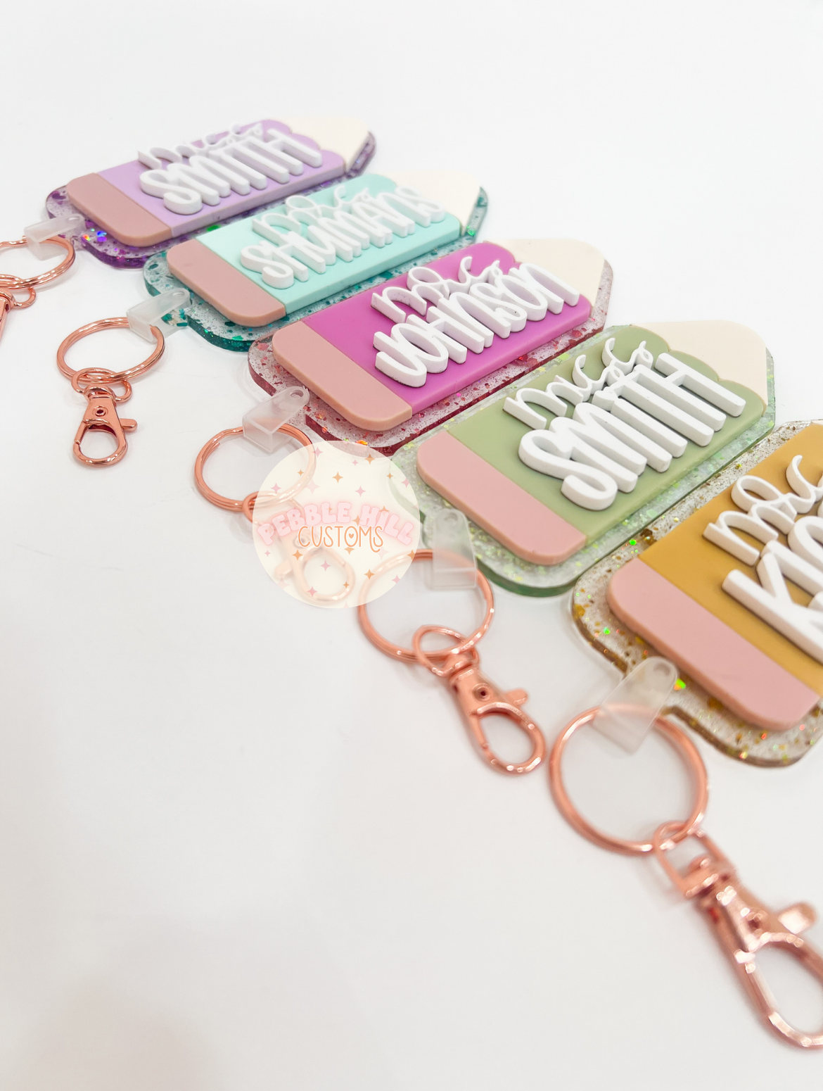 Glitter Pencil Keychains