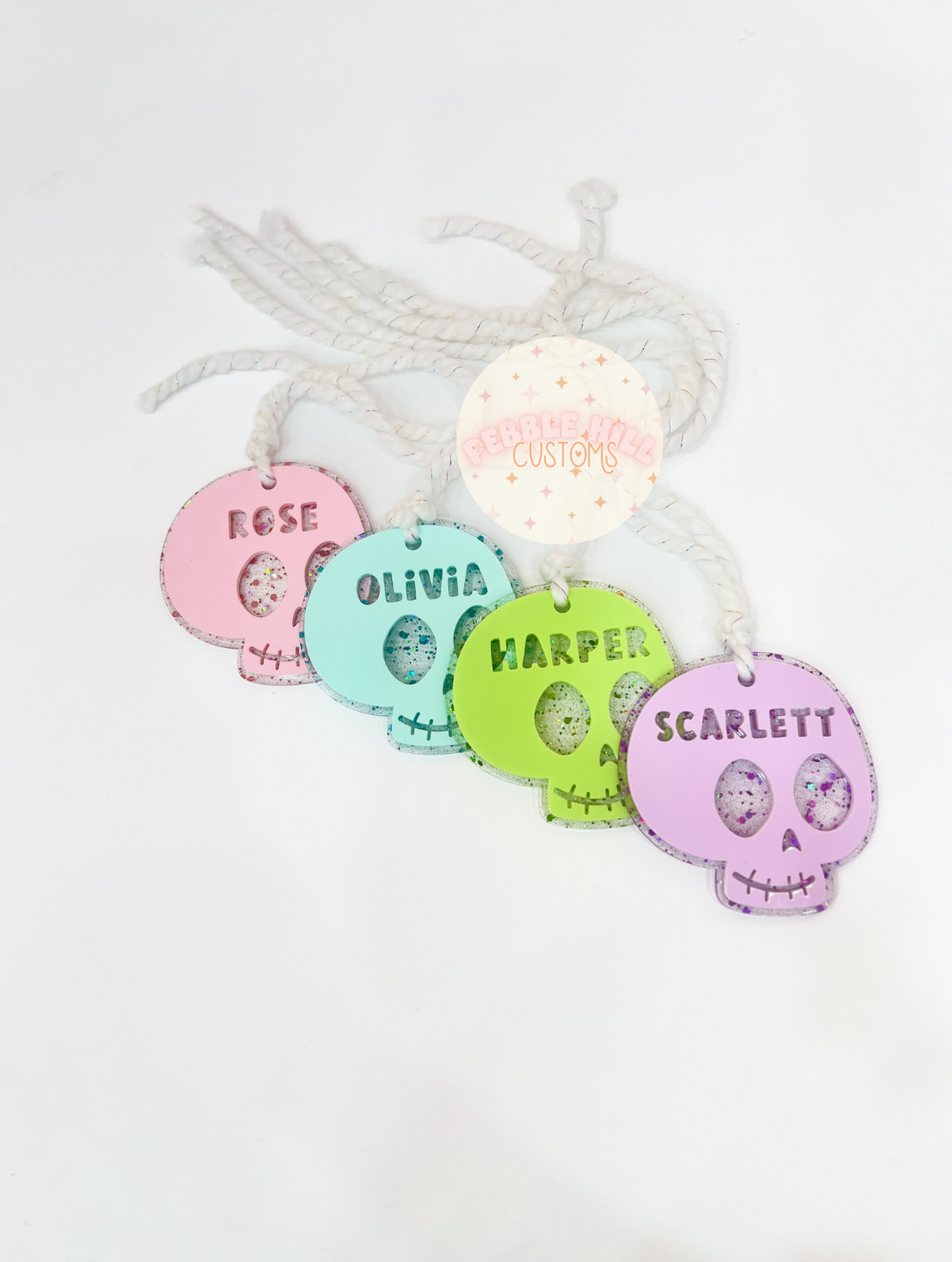 Glitter Skull Halloween Tag