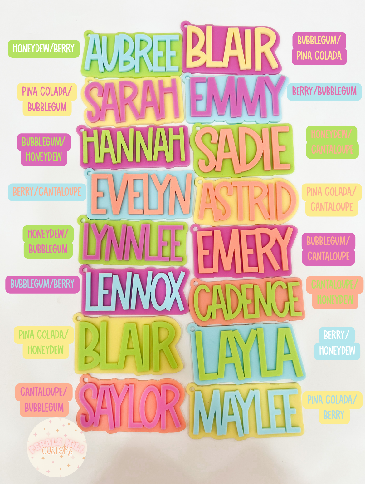 Bright Pastel Backpack Tags