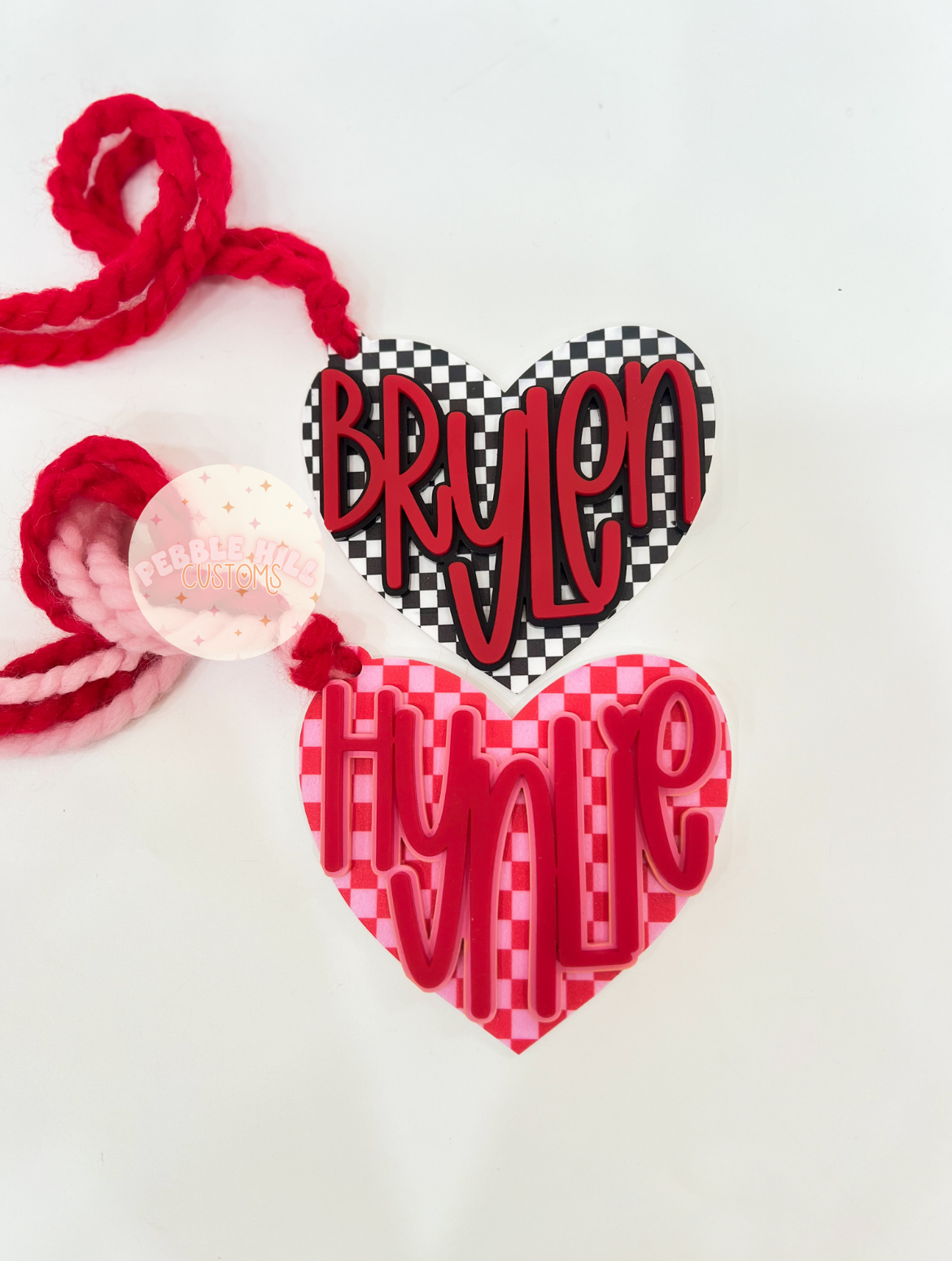 Checkered Heart Basket Tag