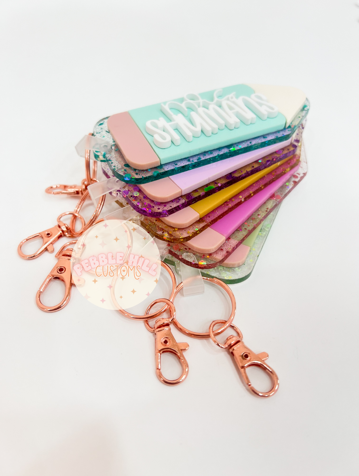 Glitter Pencil Keychains