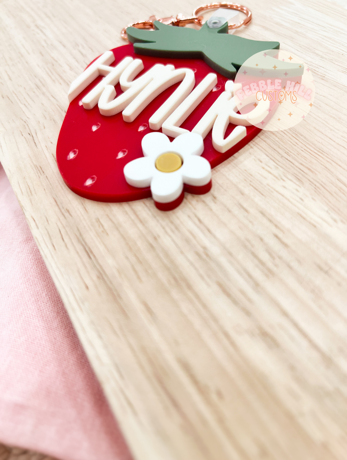 Strawberry Backpack tag