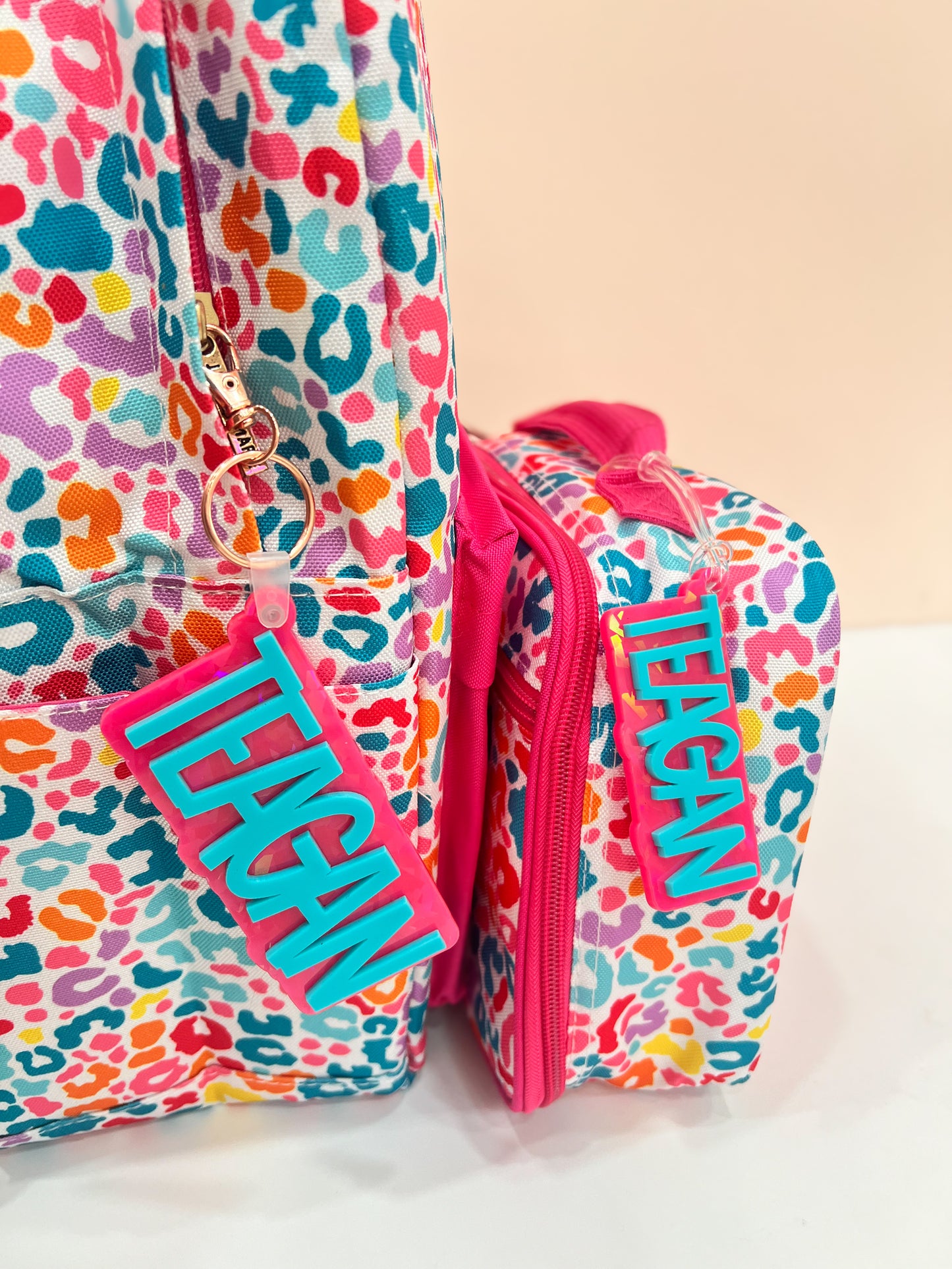 Hot Pink Iridescent Backpack Tag