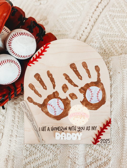 Baseball Father's Day Handprint Sign