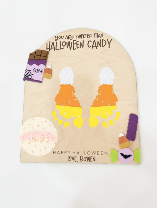 Candy Corn Halloween Footprint Sign