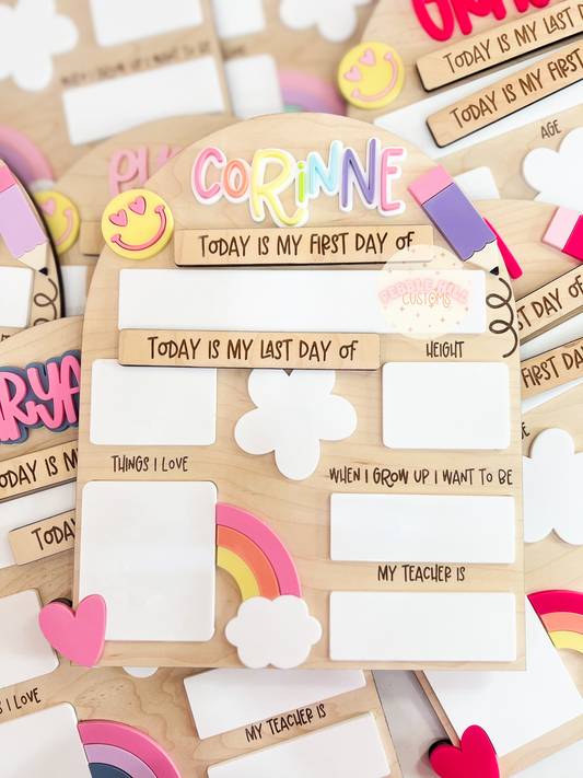 Pastel Rainbow Smiley Back to School Sign
