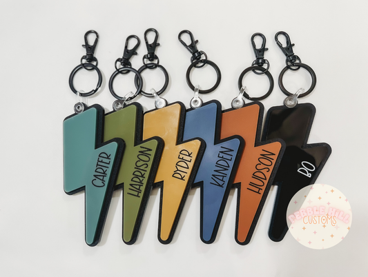 Matte Black Lightning Keychains