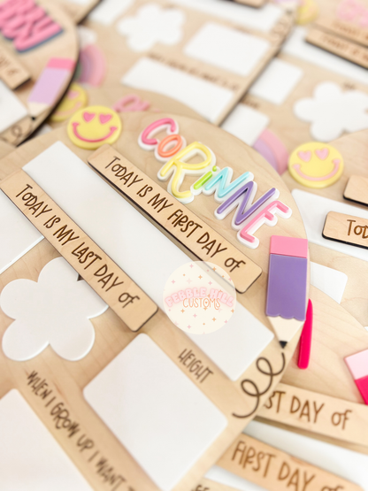 Pastel Rainbow Smiley Back to School Sign