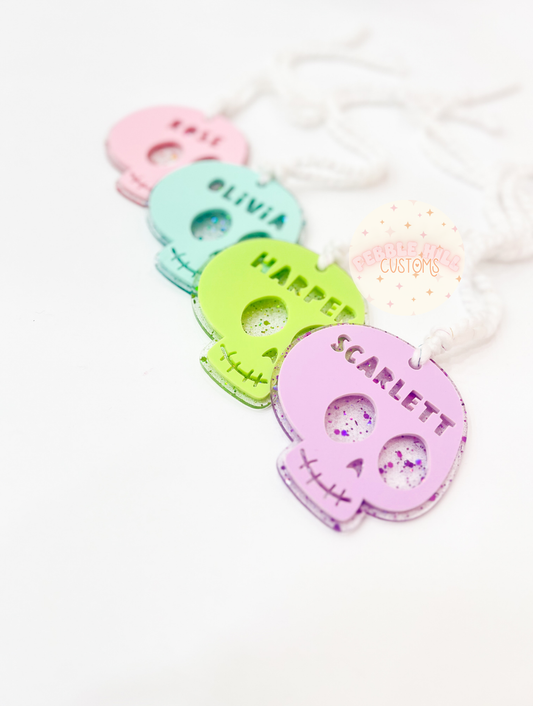 Glitter Skull Halloween Tag