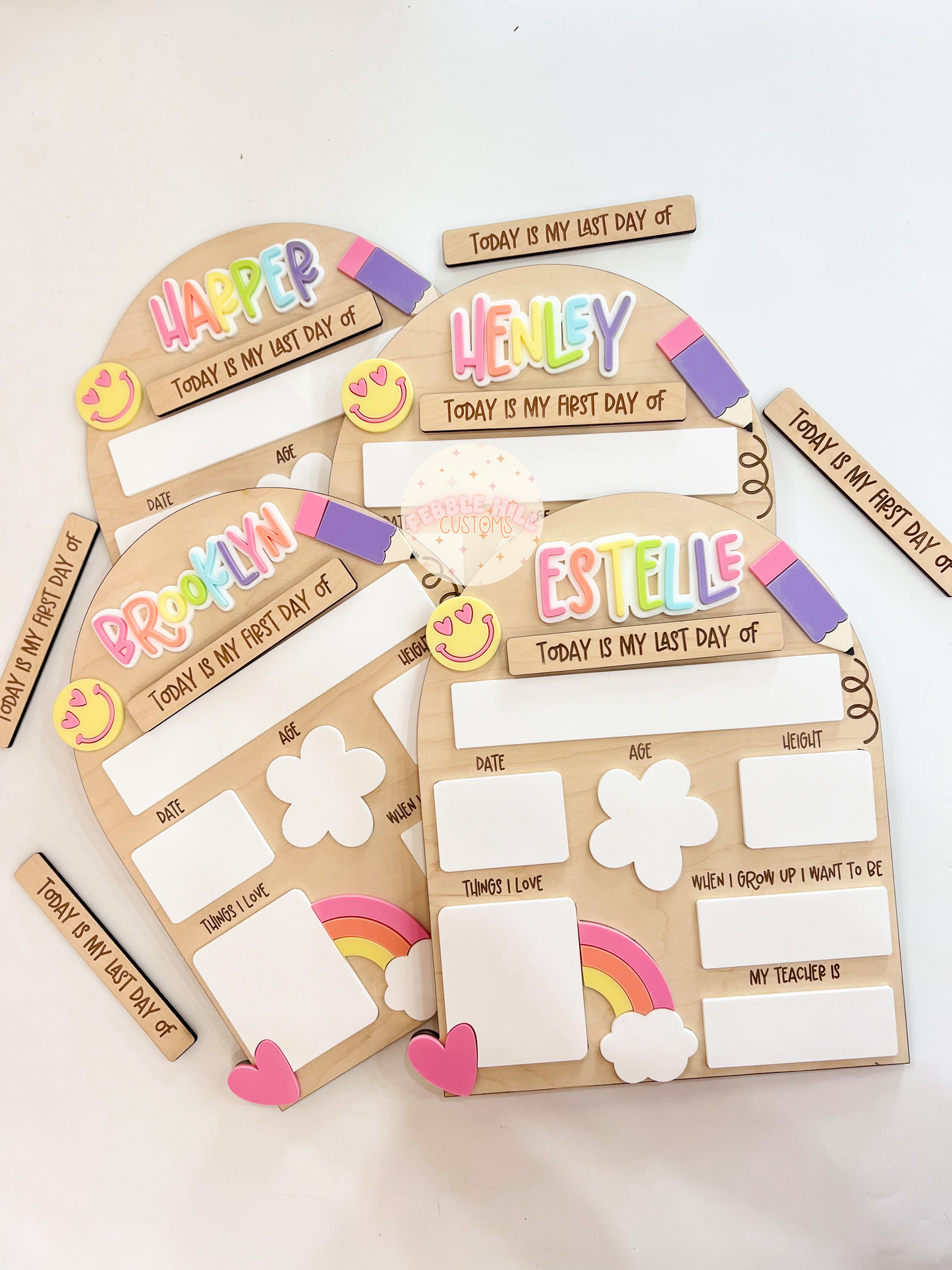 Pastel Rainbow Smiley Back to School Sign