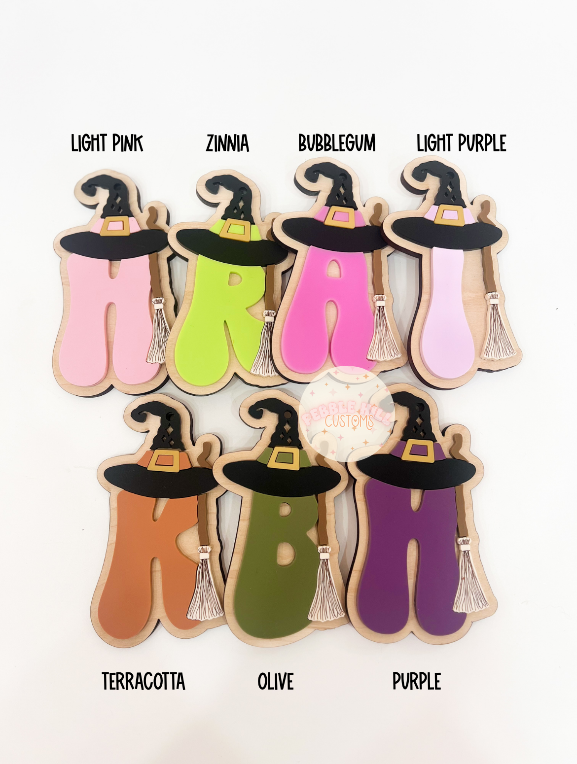 Witch Initial Halloween Tag