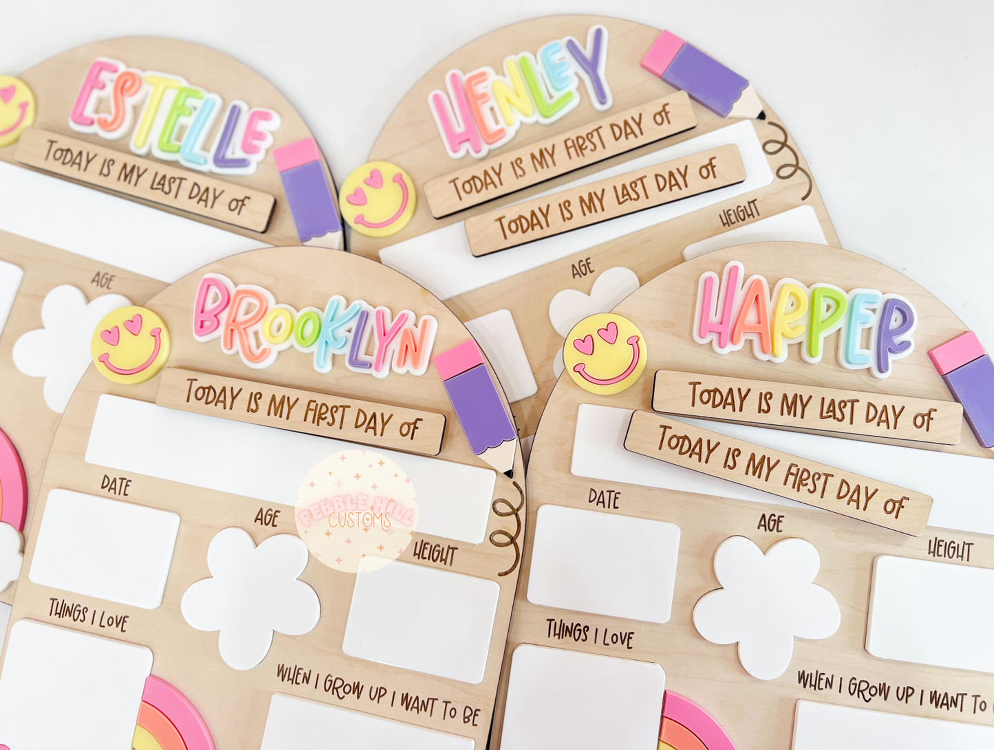 Pastel Rainbow Smiley Back to School Sign