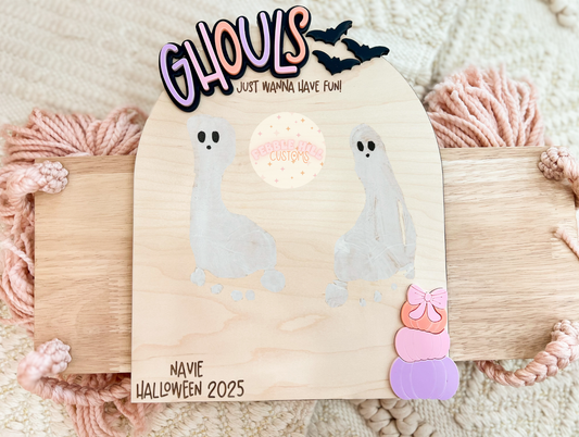 Ghouls Just Wanna Have Fun Halloween Handprint Sign