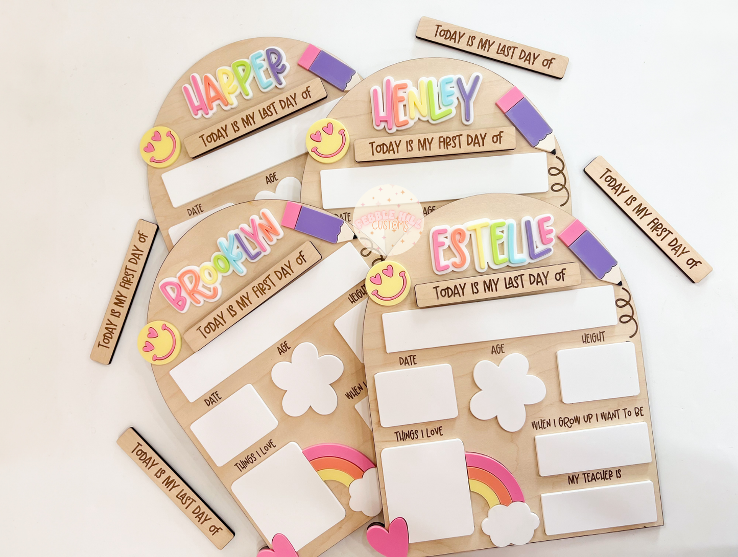 Pastel Rainbow Smiley Back to School Sign