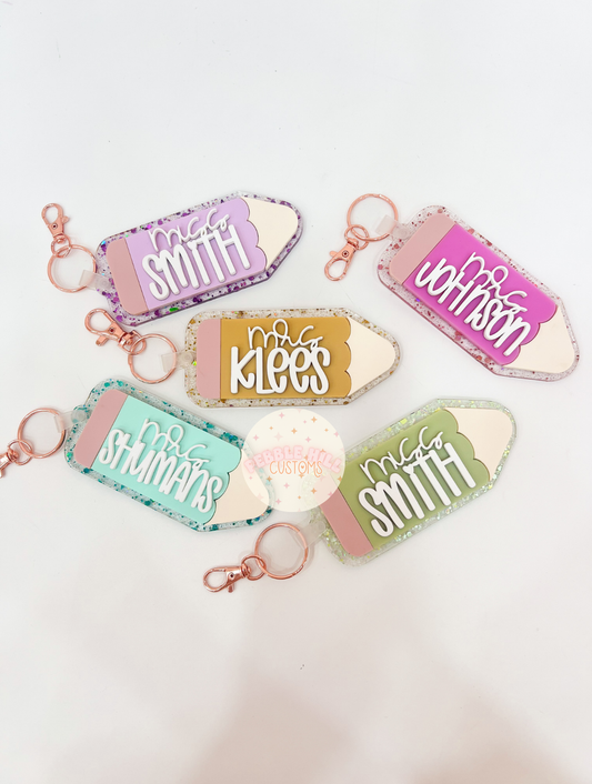 Glitter Pencil Keychains