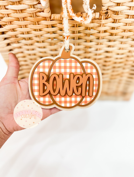 Gingham Pumpkin Tag