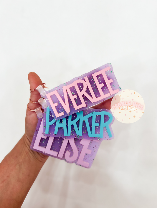 Frosted Glitter Backpack Tag