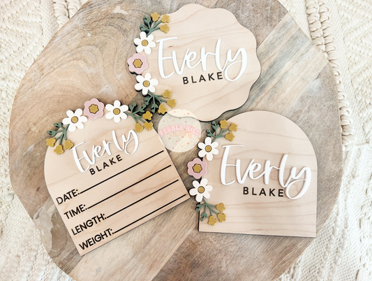 Floral Baby Name Annoucement