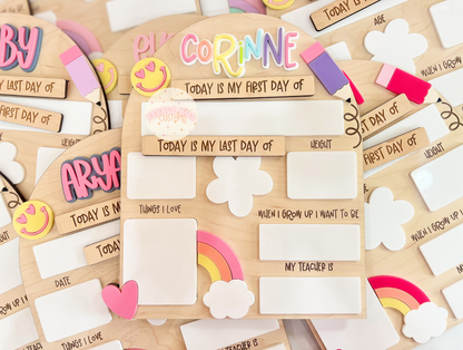 Pastel Rainbow Smiley Back to School Sign