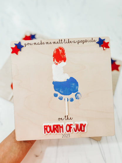 Fourth of July Footprint Sign